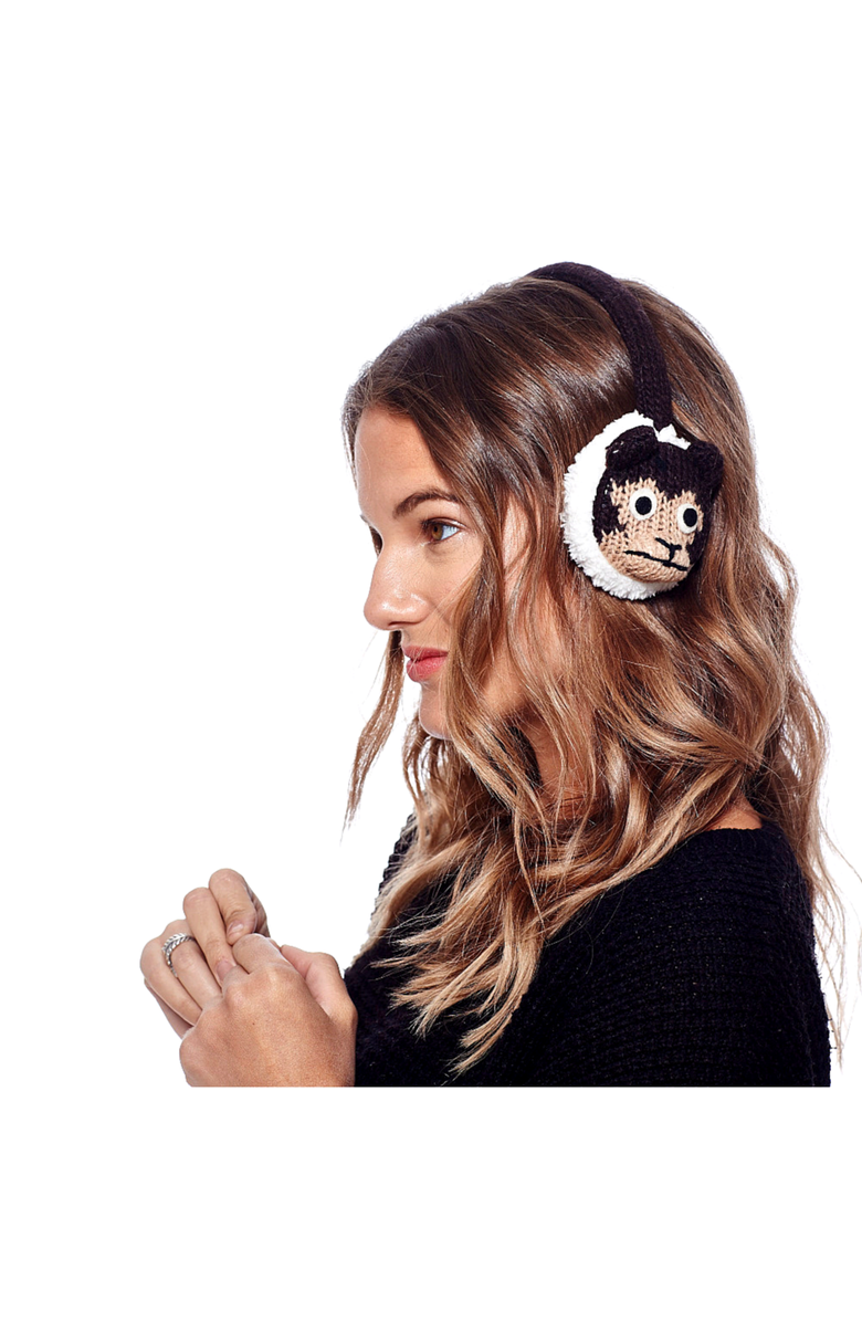 Nirvanna Designs Cheeta Monkey Earmuffs, Alternate, color, White