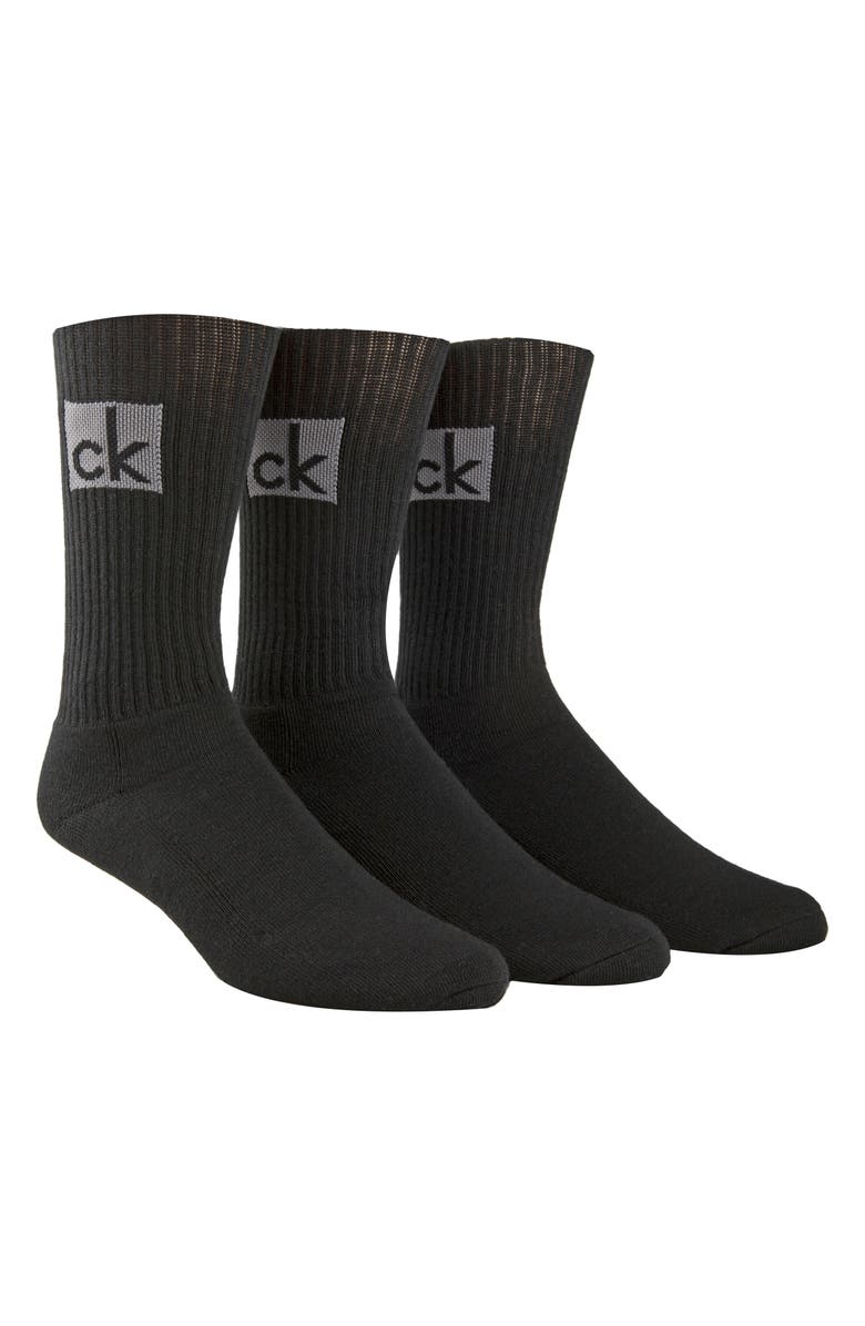 Calvin Klein Logo 3-Pack Crew Socks, Main, color,