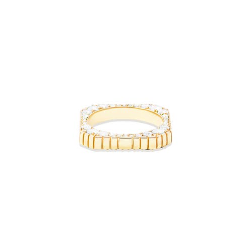 Campbell + Charlotte Spark Side Stone Etched Stacking Band Ring In Metallic