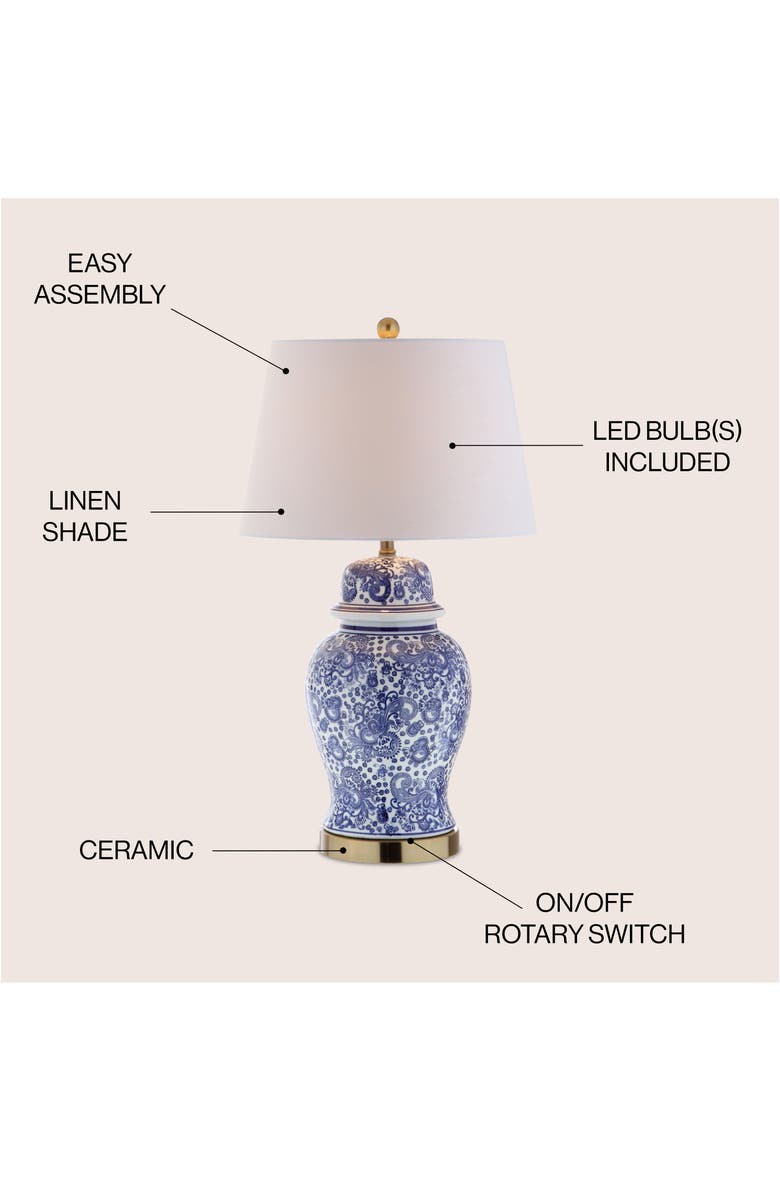 JONATHAN Y Ellis 29.5" Ceramic LED Table Lamp, Blue/White, Alternate, color, Blue/White