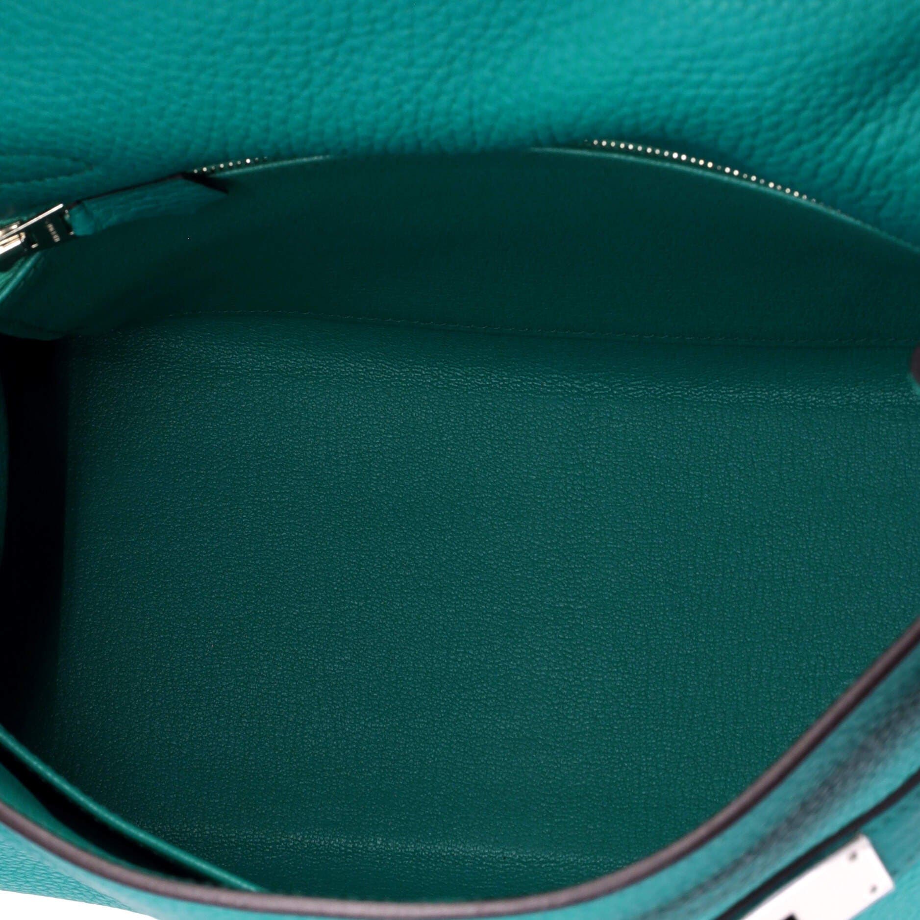 Pre-Owned Hermes Kelly Handbag Blue Clemence with Palladium Hardware 28, Alternate, color, Bleu Paon