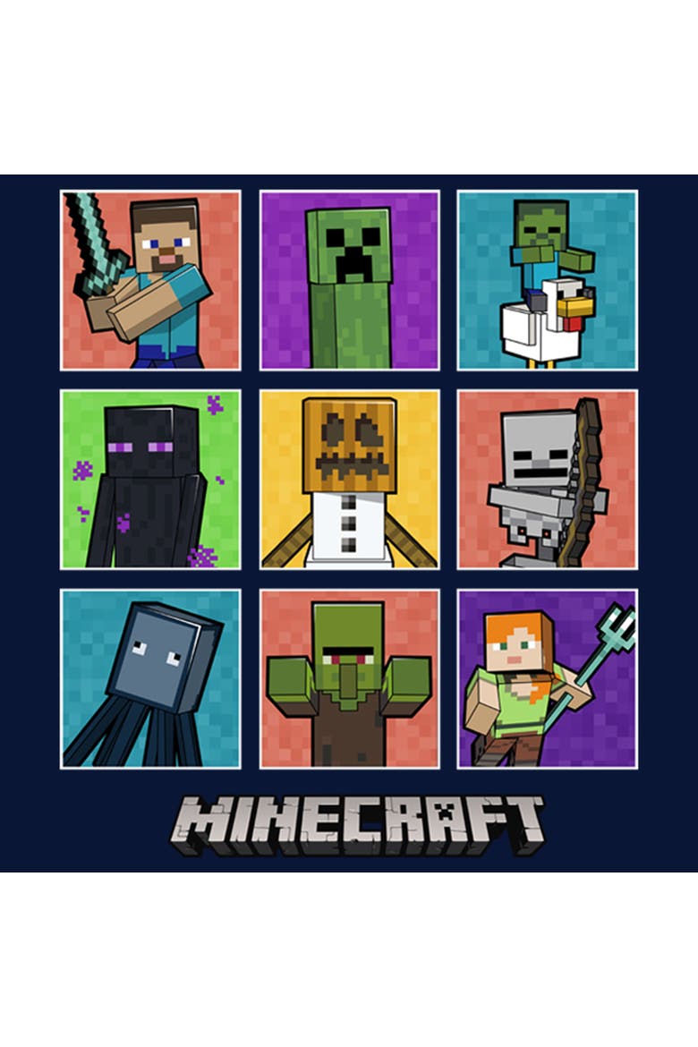 Boy's Minecraft Character Boxes  Graphic T-Shirt, Alternate, color, Navy Blue