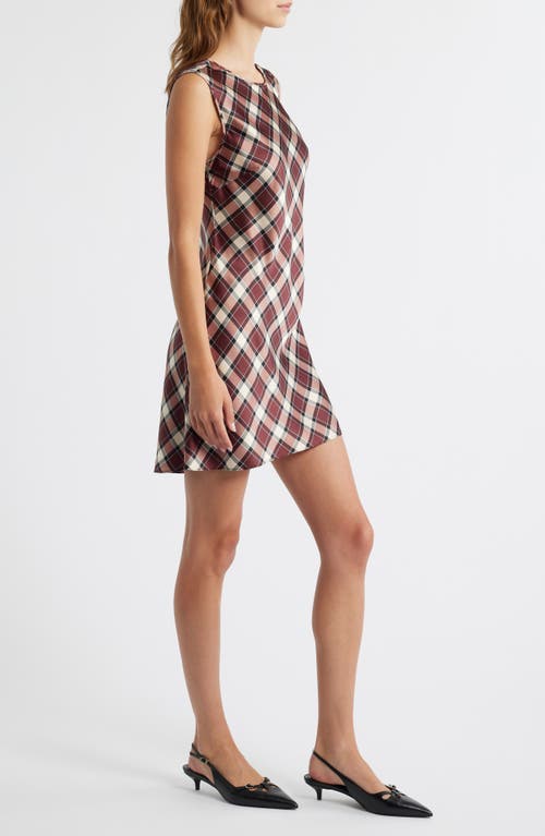 Doen Dôen Alamere Plaid Silk Minidress In Brown