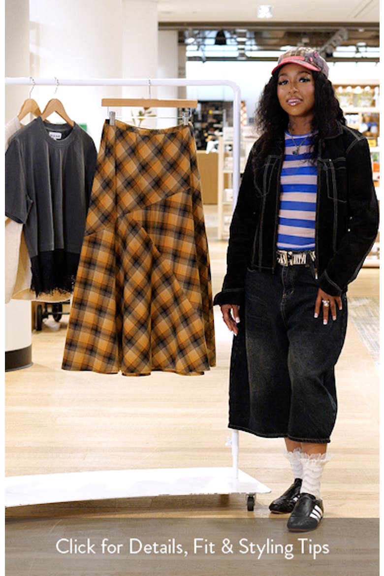 Plaid A-Line Midi Skirt video