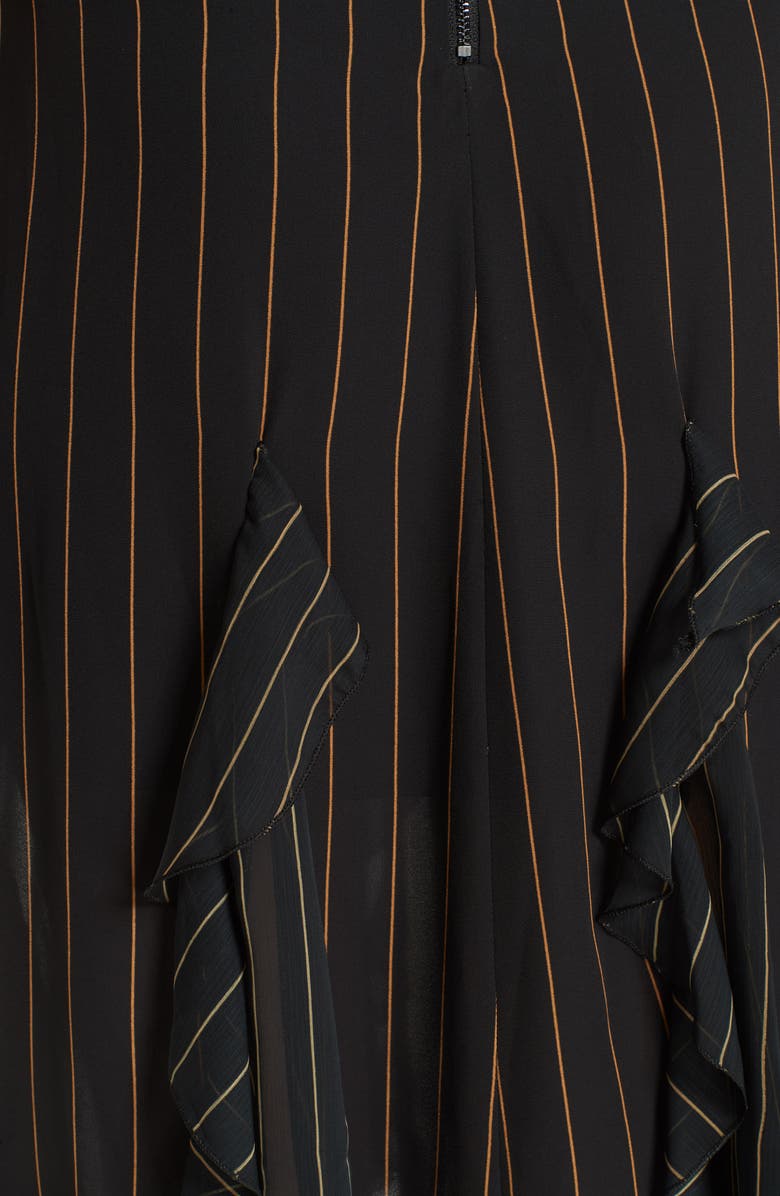 Alice + Olivia Tessa Ruffle Godet Stripe Dress, Alternate, color, 
