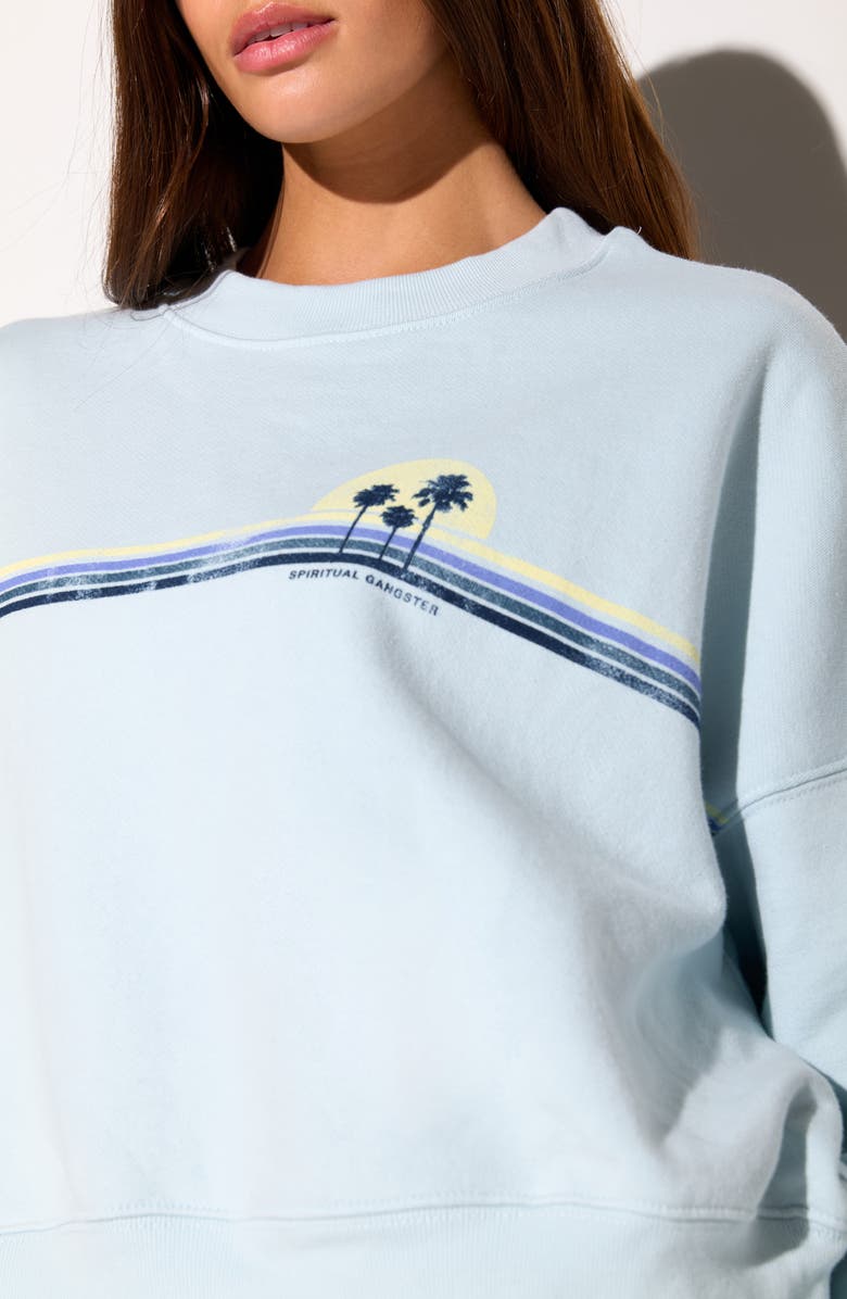 Spiritual Gangster Sunset Stripe Cotton Graphic Sweatshirt, Alternate, color, Crystal Blue