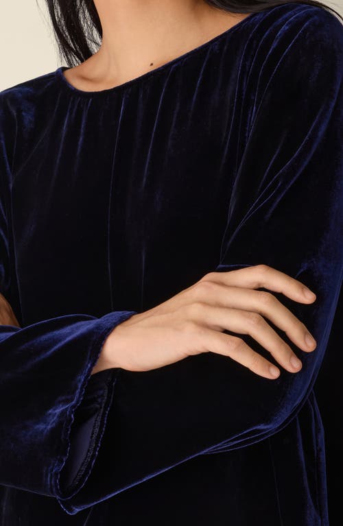 Eileen Fisher Ballet Neck Flare Sleeve Velvet Top In Blue