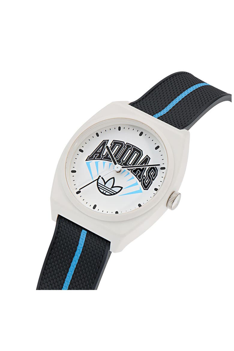 AO Street Project 2 White Logo Graphic Resin Strap Watch, 38mm, Alternate, color, BLACK