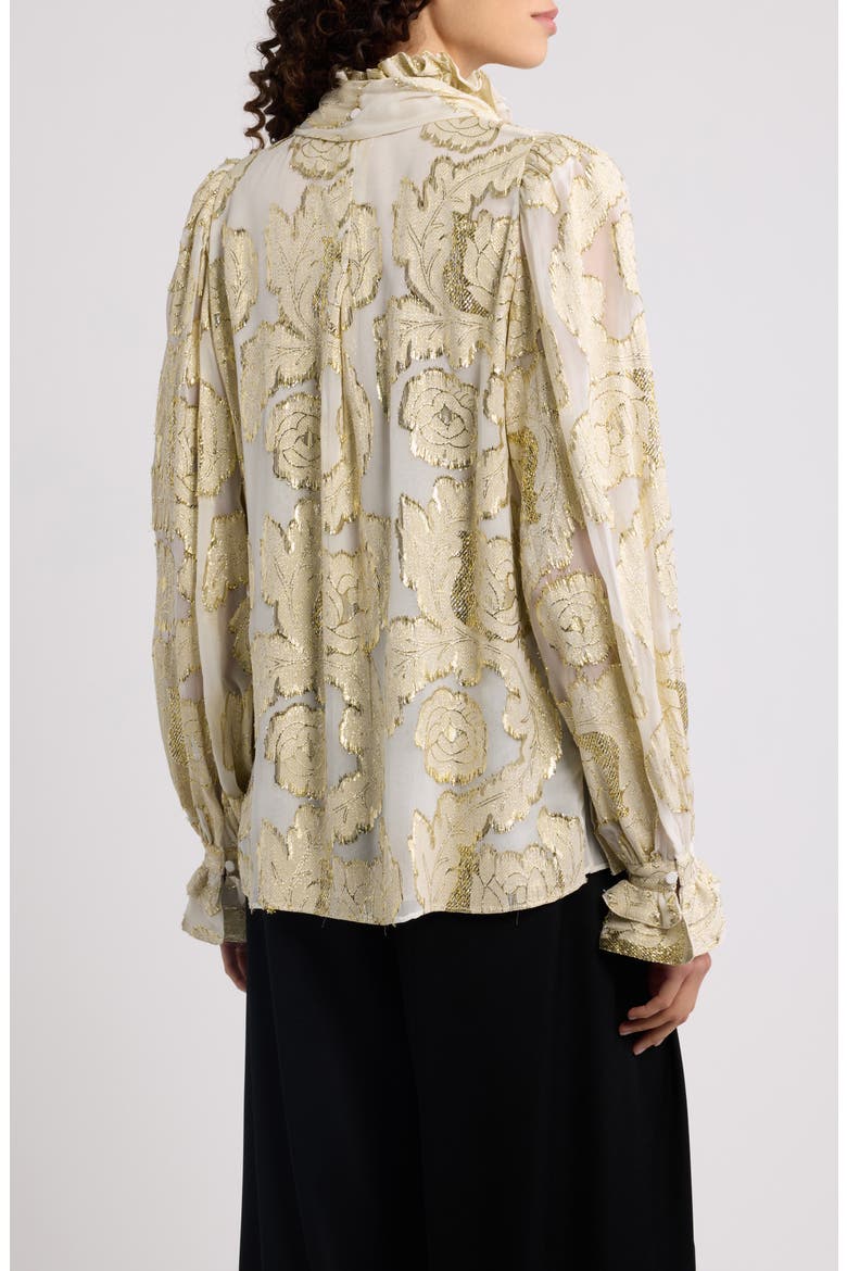 Niosha Metallic Tie Neck Top, Alternate, color, IVORY