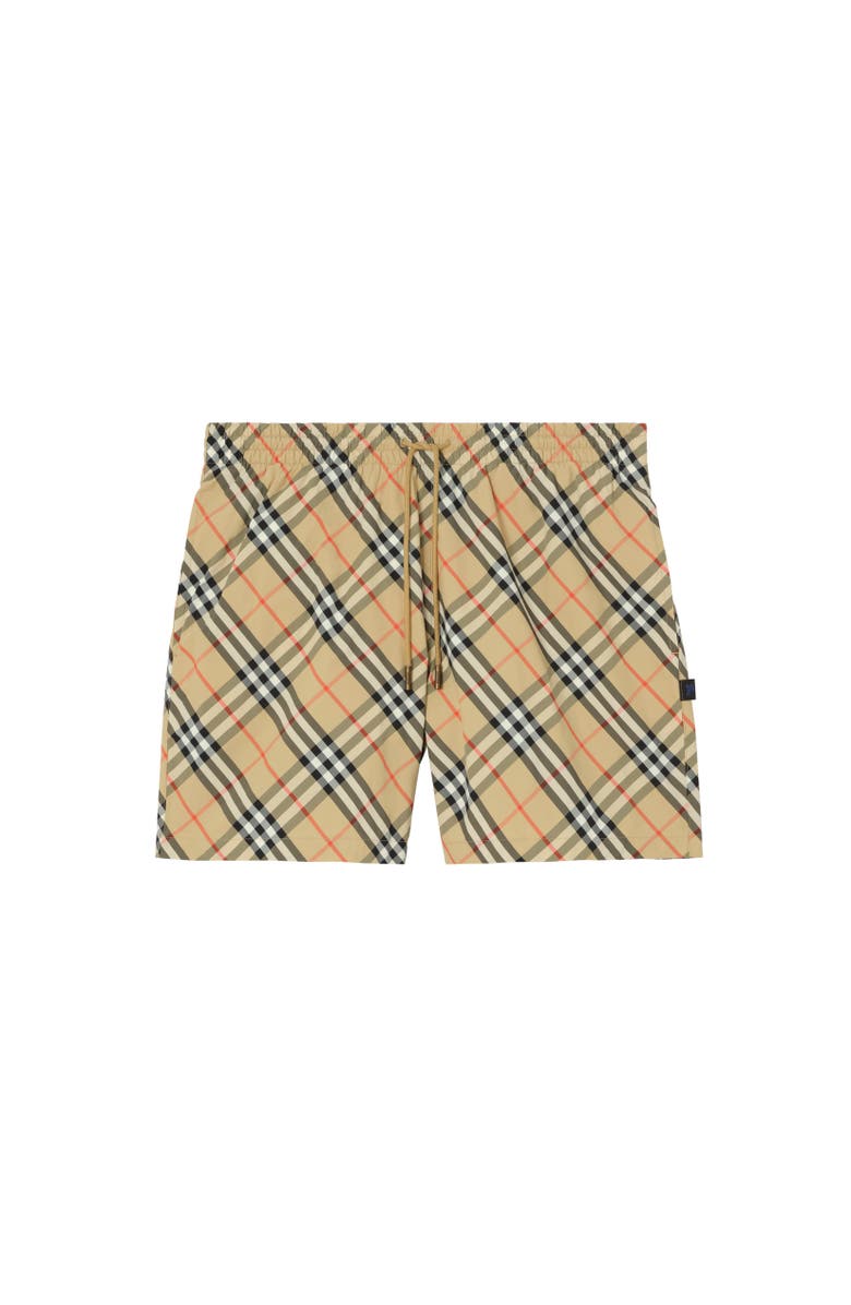 Burberry Check Swim Shorts, Alternate, color, Sand Beige