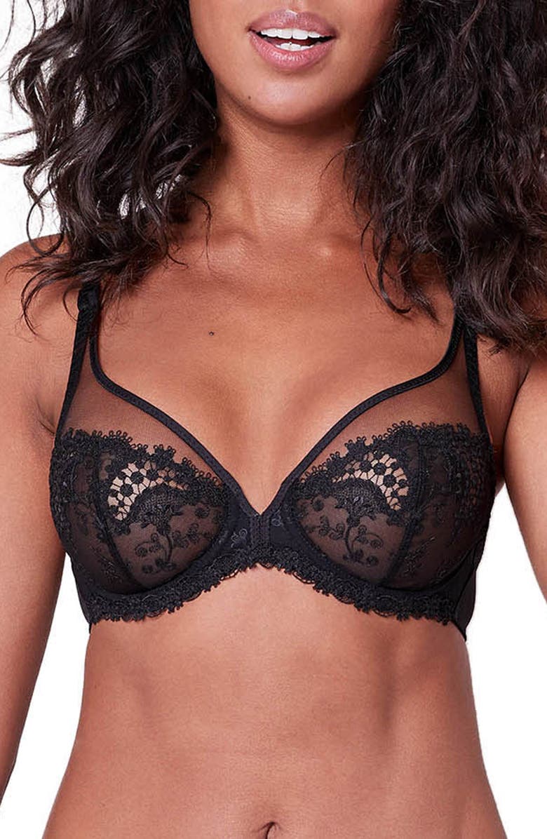 Simone Perele Wish Underwire Plunge Bra, Main, color, Black