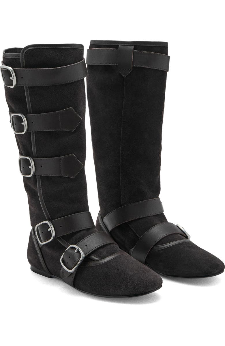 MANGO Suede Buckle Boot, Main, color, Dark Heather Grey