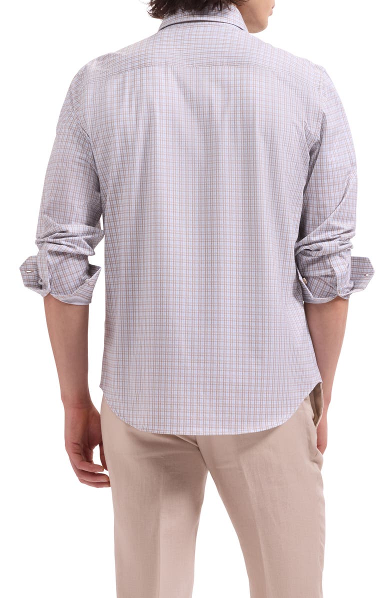 Bugatchi Devon OoohCotton<sup>®</sup> Shadow Plaid Button-Up Shirt, Alternate, color, Sand