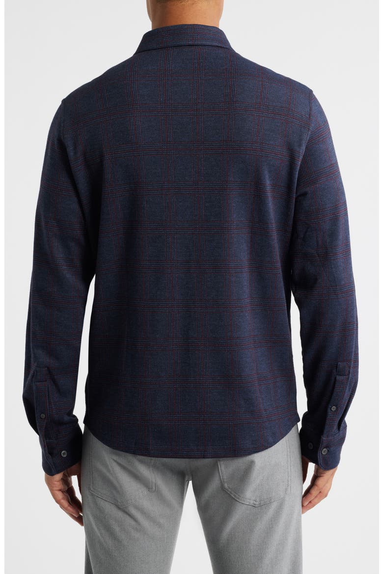 Darlog Glen Plaid Knit Button-Up Shirt, Alternate, color, NAVY