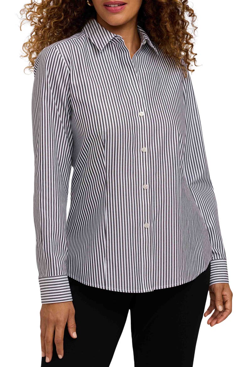 Dianna Stripe Cotton Button-Up Shirt, Main, color, BLACK/ WHITE