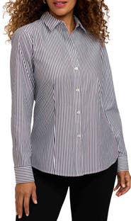 Foxcroft Dianna Stripe Cotton Button-Up Shirt