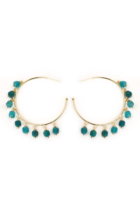 Beaded Charm Hoop Earrings