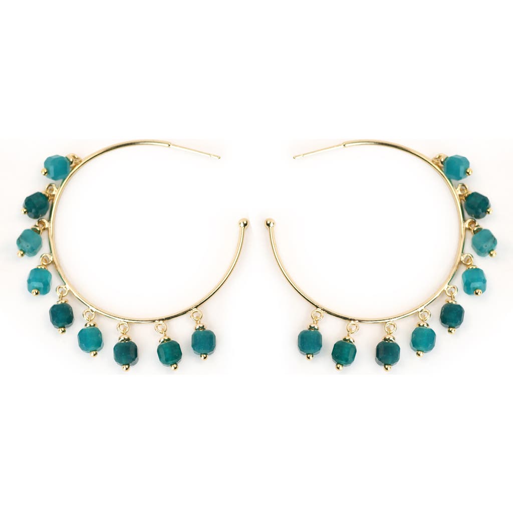 Panacea Beaded Charm Hoop Earrings In Blue
