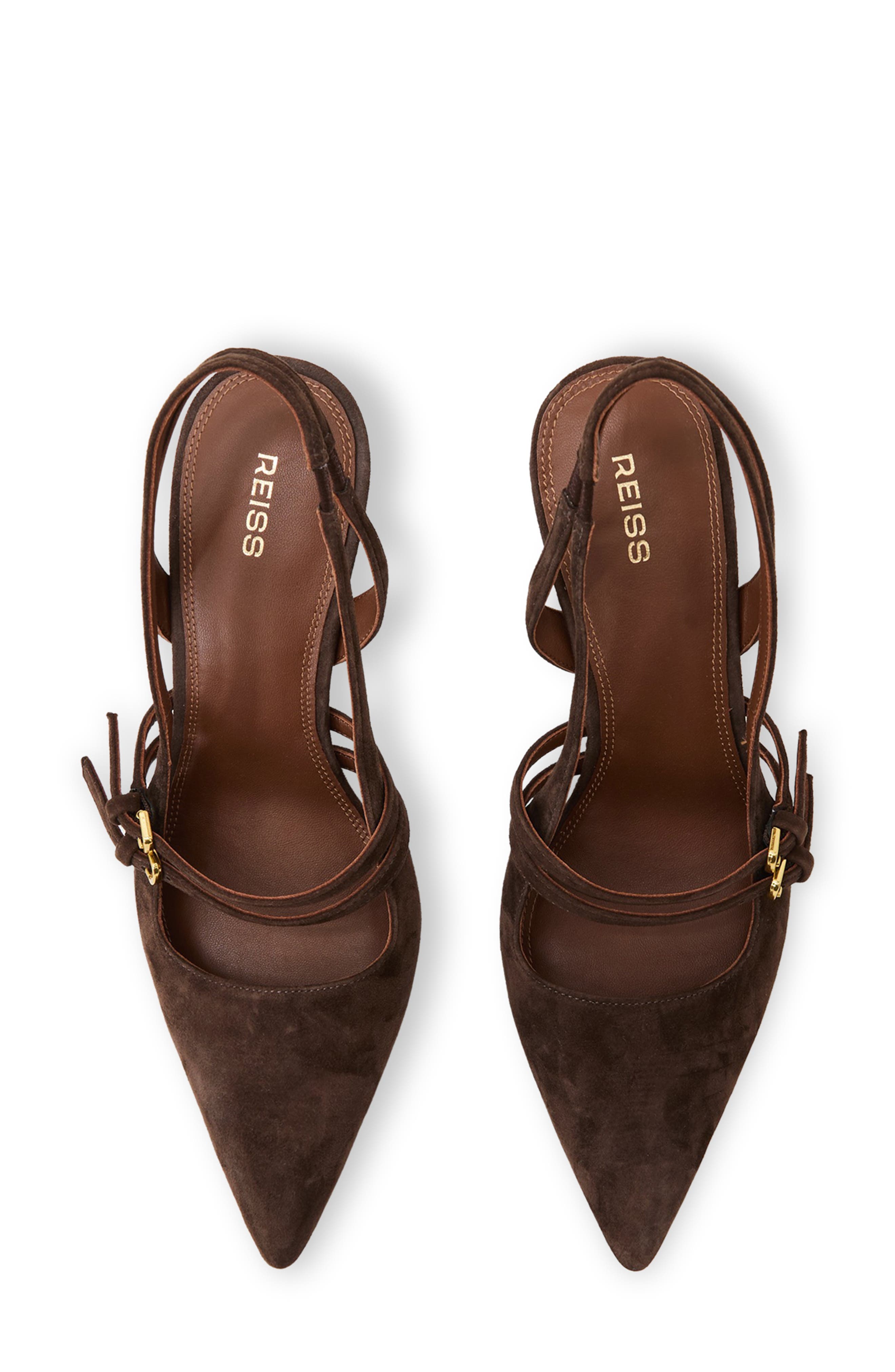 Reiss Beatrice Slingback Mary Jane Pointed Toe Pump, Alternate, color, Chocolate