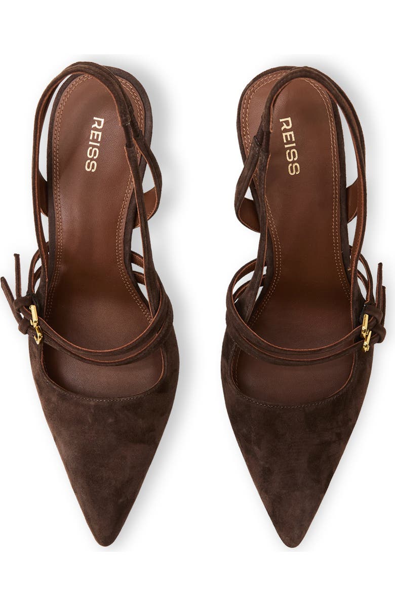 Reiss Beatrice Slingback Mary Jane Pointed Toe Pump, Alternate, color, Chocolate