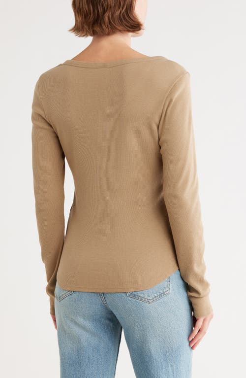 Melrose And Market Long Sleeve Henley In Brown
