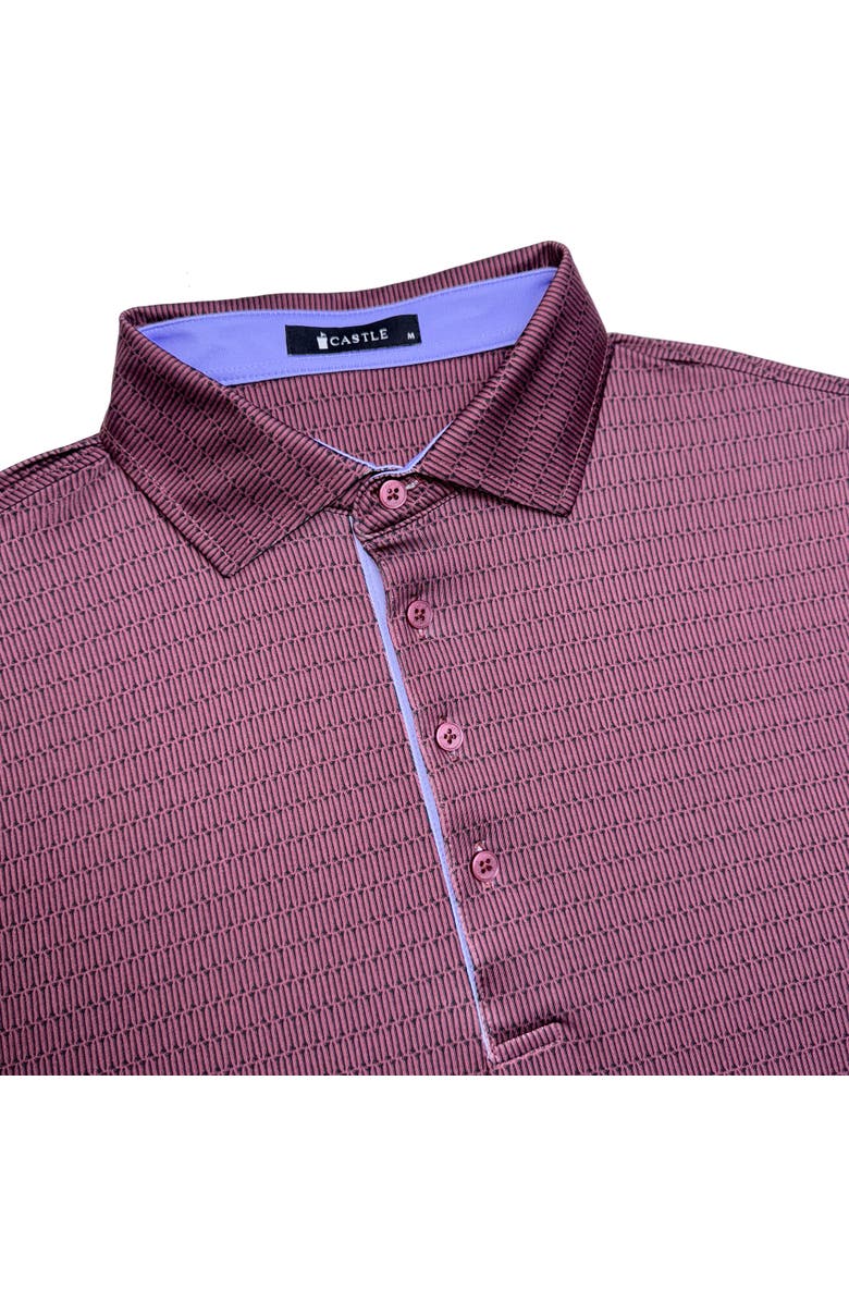 Castle Golf Print Performance Polo Shirt, Alternate, color, Burgundy