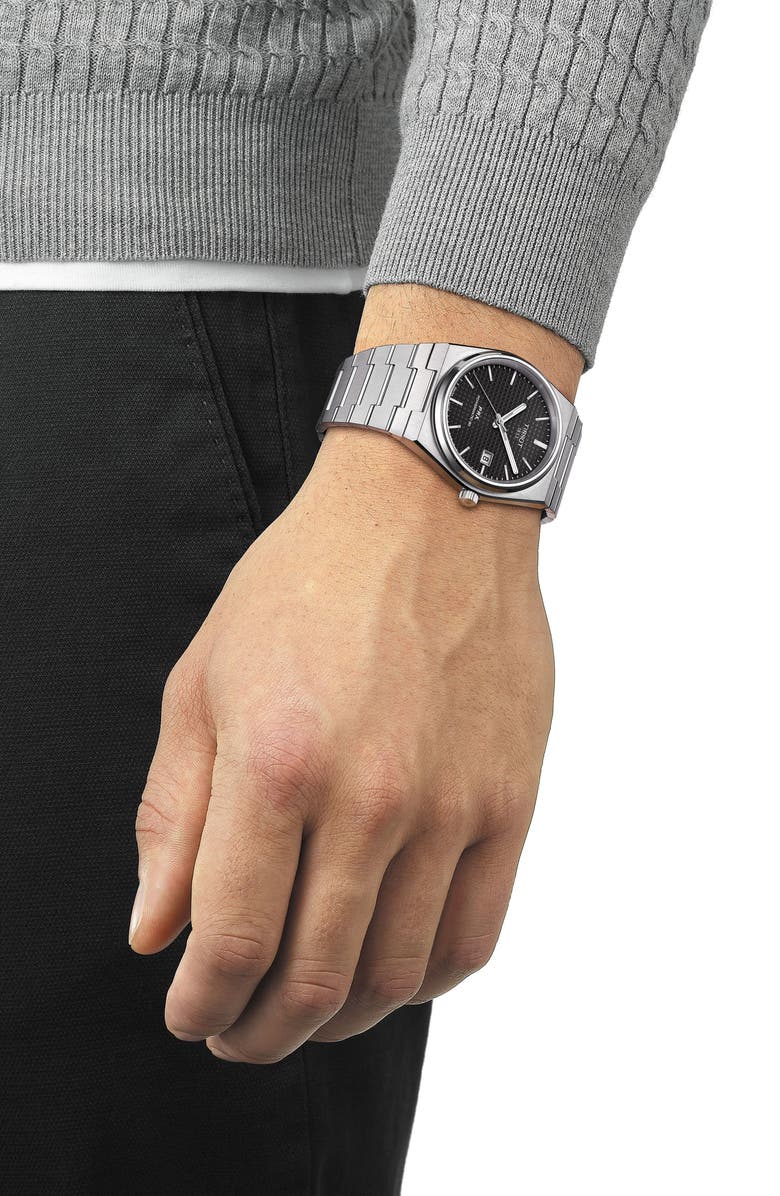 Tissot PRX Powermatic 80 Bracelet Watch, 40mm, Alternate, color, Black