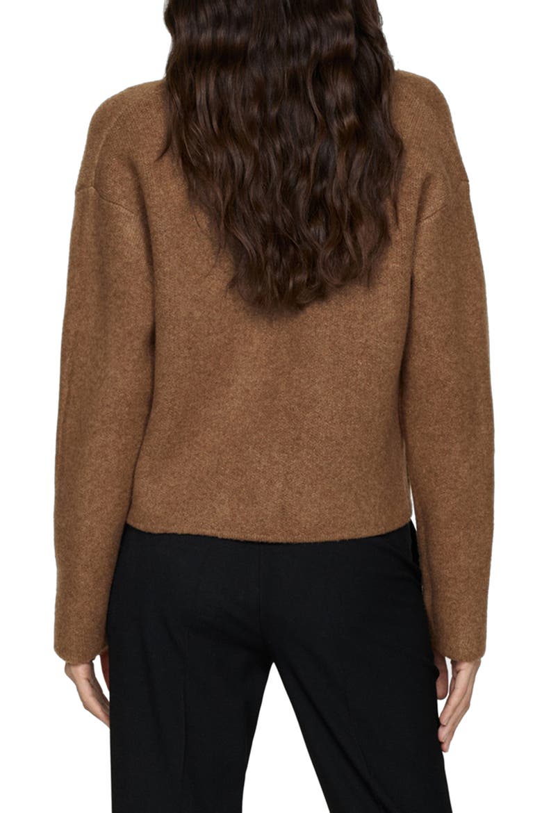 Notch Collar Crop Knit Jacket, Alternate, color, MEDIUM BROWN