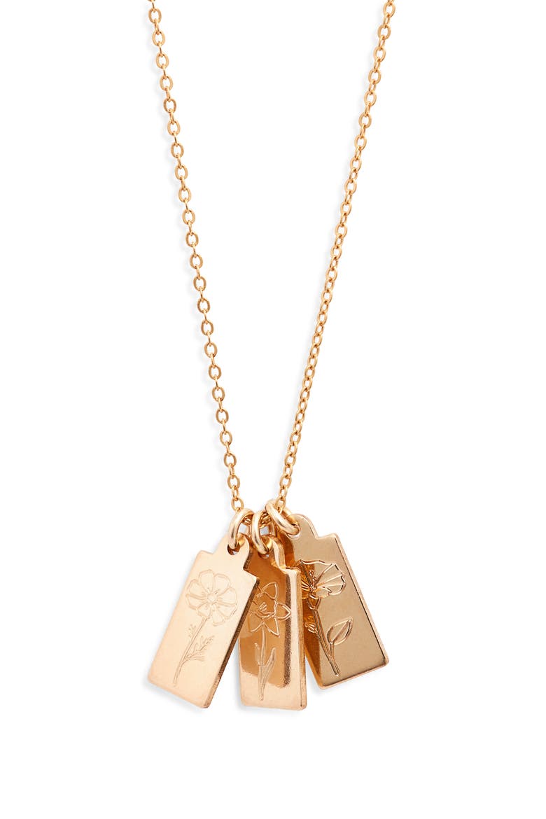 Tawney Birth Flower Necklace, Main, color, GOLD / 3 CHARMS