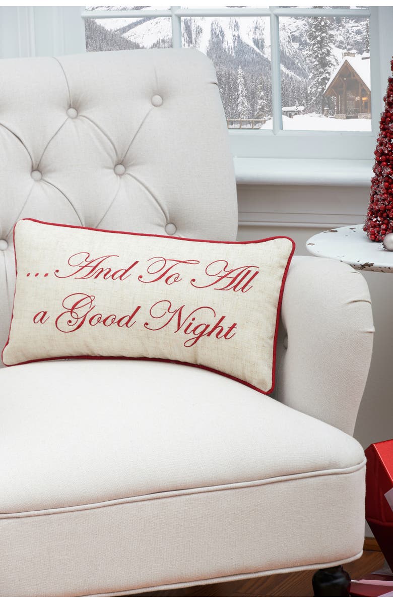 C&F Home "And To All A Good Night" Embroidered Christmas Accent Pillow 10" x 19", Alternate, color, Red