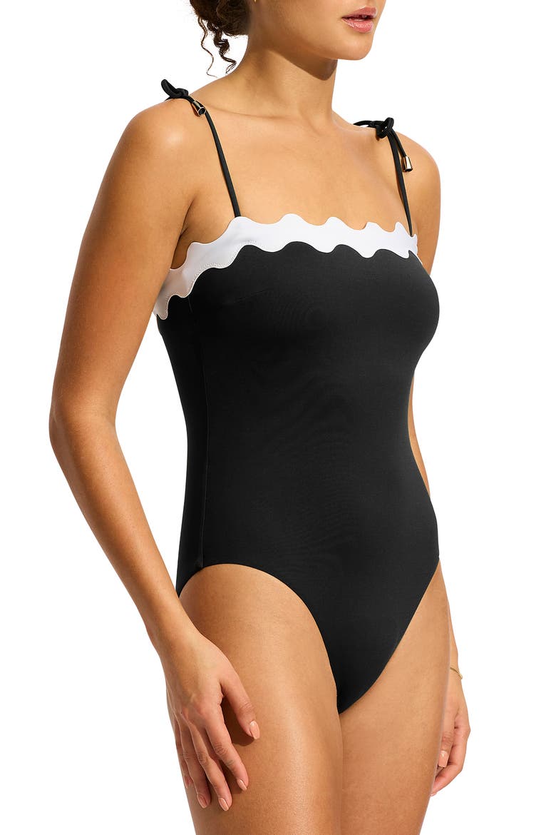 Rickrack One-Piece Swimsuit, Alternate, color, BLACK