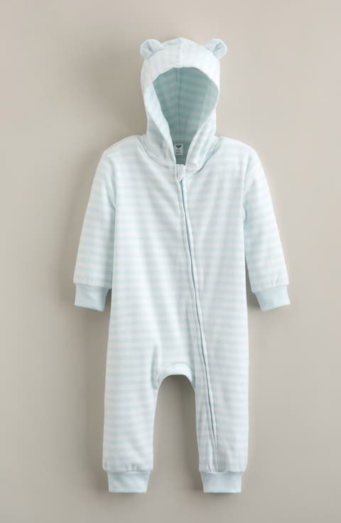 Stripe Hooded Long Sleeve Romper