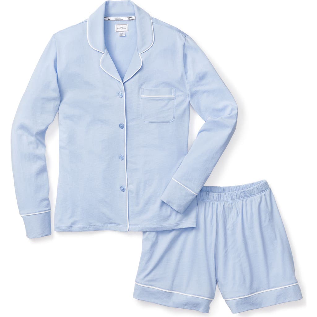 Petite Plume Luxe Pima Cotton Short Pajamas In Blue