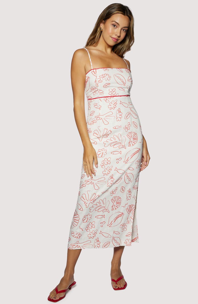 Lost + Wander Seaside Brunch Mixed Print Maxi Dress, Alternate, color, Cream Red