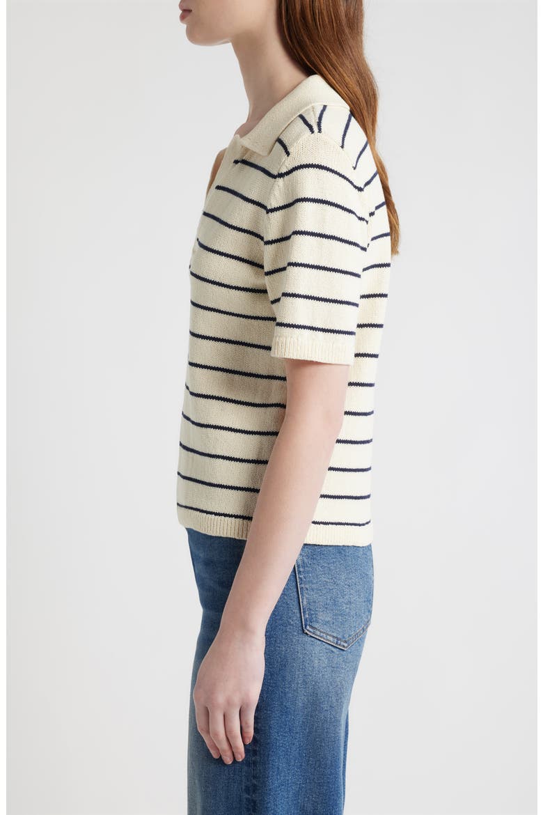 The Stripe Polo Top, Alternate, color, CREAM MULTI