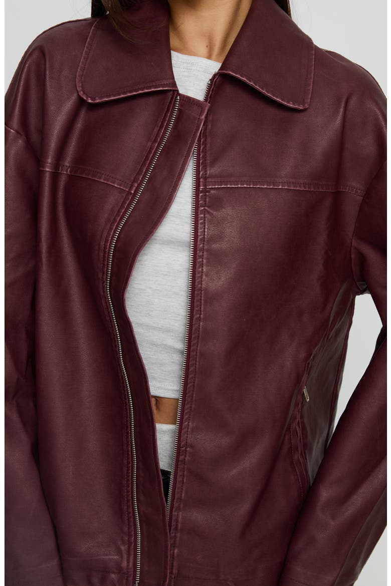 Napolean Faux Leather Jacket, Alternate, color, BURGUNDY