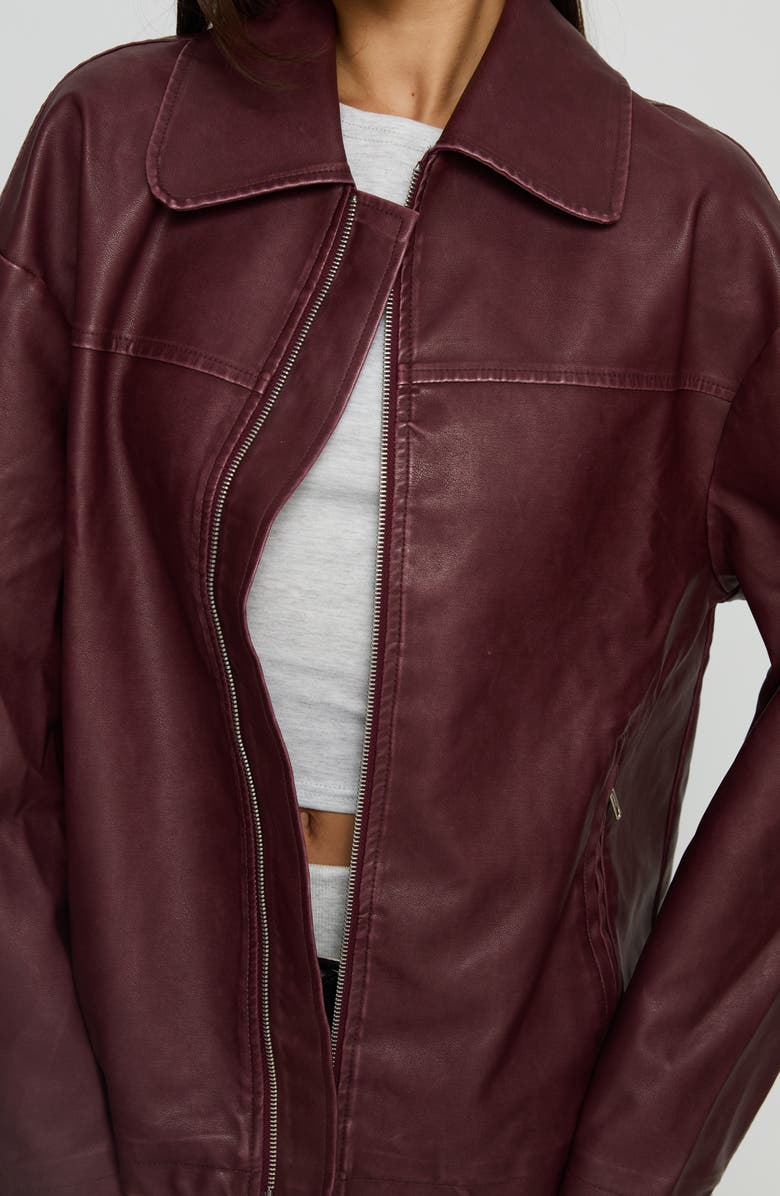 Princess Polly Napolean Faux Leather Jacket, Alternate, color, Burgundy