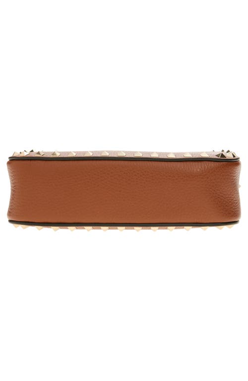 Valentino Rockstud Mini Grainy Leather Crossbody In Brown