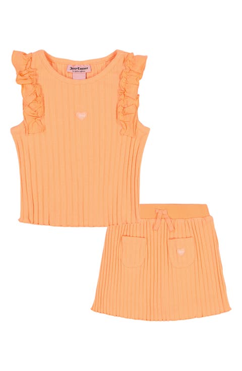 Rib Knit Ruffle Tank & Skort Set (Baby)
