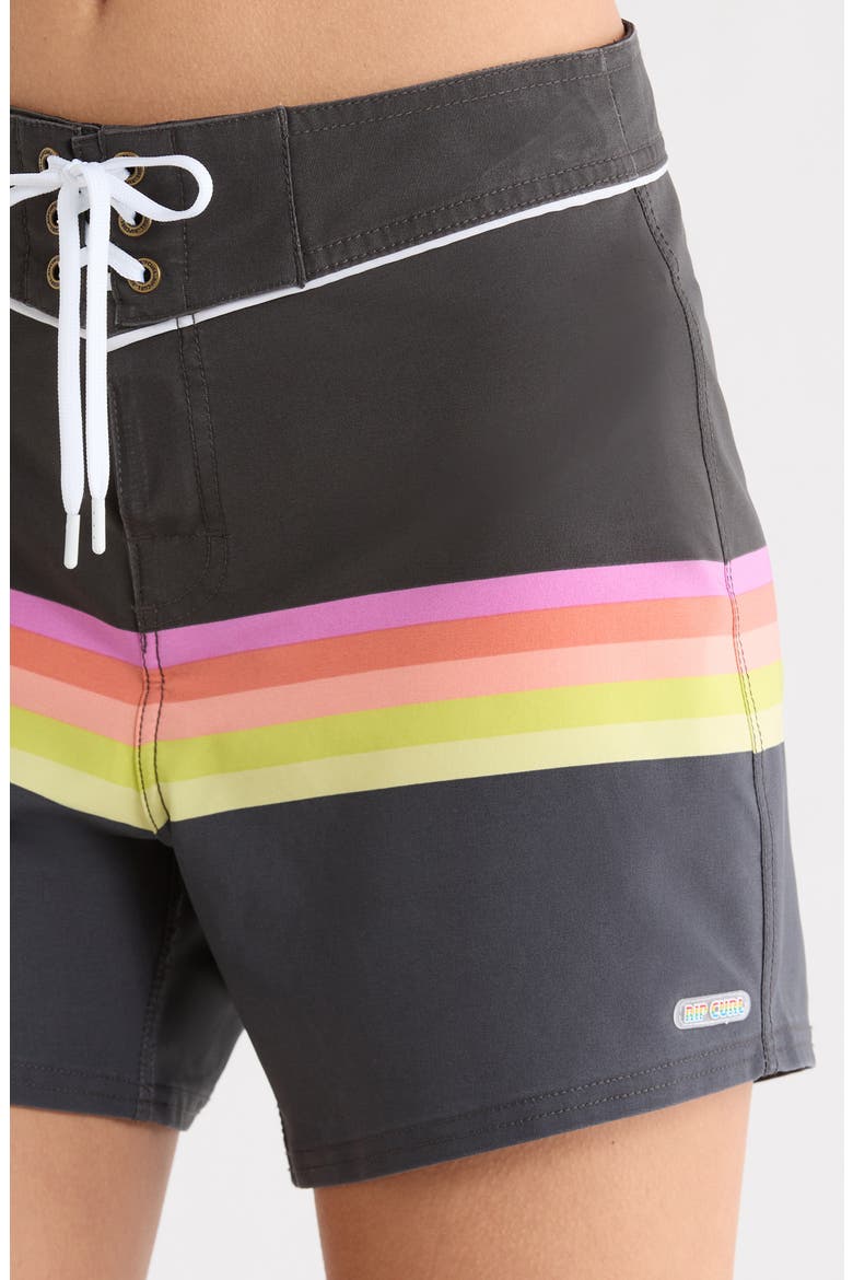 Surf Stripe Board Shorts, Alternate, color, BLACK