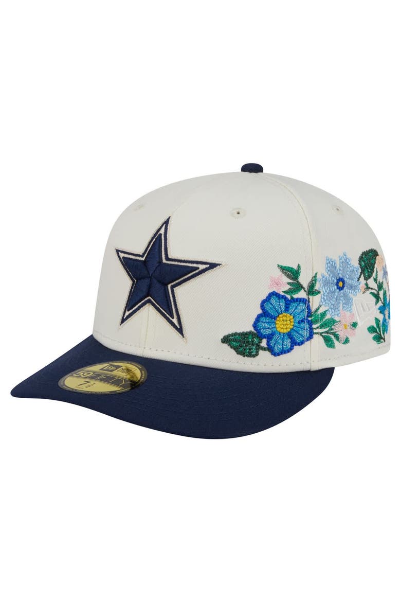 Men's New Era Cream/Navy Dallas Cowboys Tonal Florals 59FIFTY Fitted Hat, Main, color, Cream