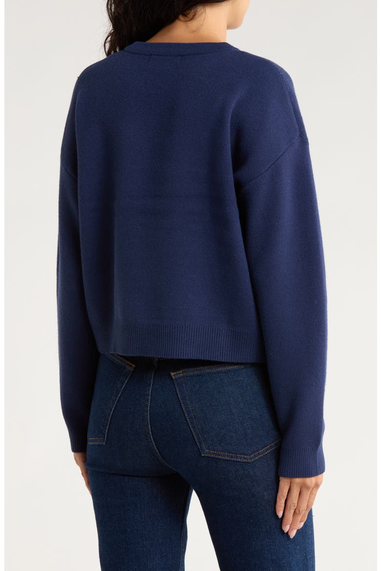 Horseshoe Icon Crop Sweater, Alternate, color, NAVY