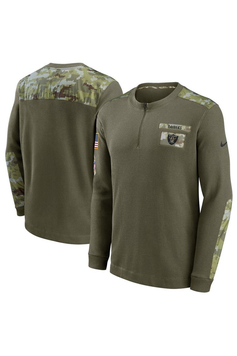 Men's Nike Olive Las Vegas Raiders 2021 Salute To Service Henley Long Sleeve Thermal Top, Main, color, Olive