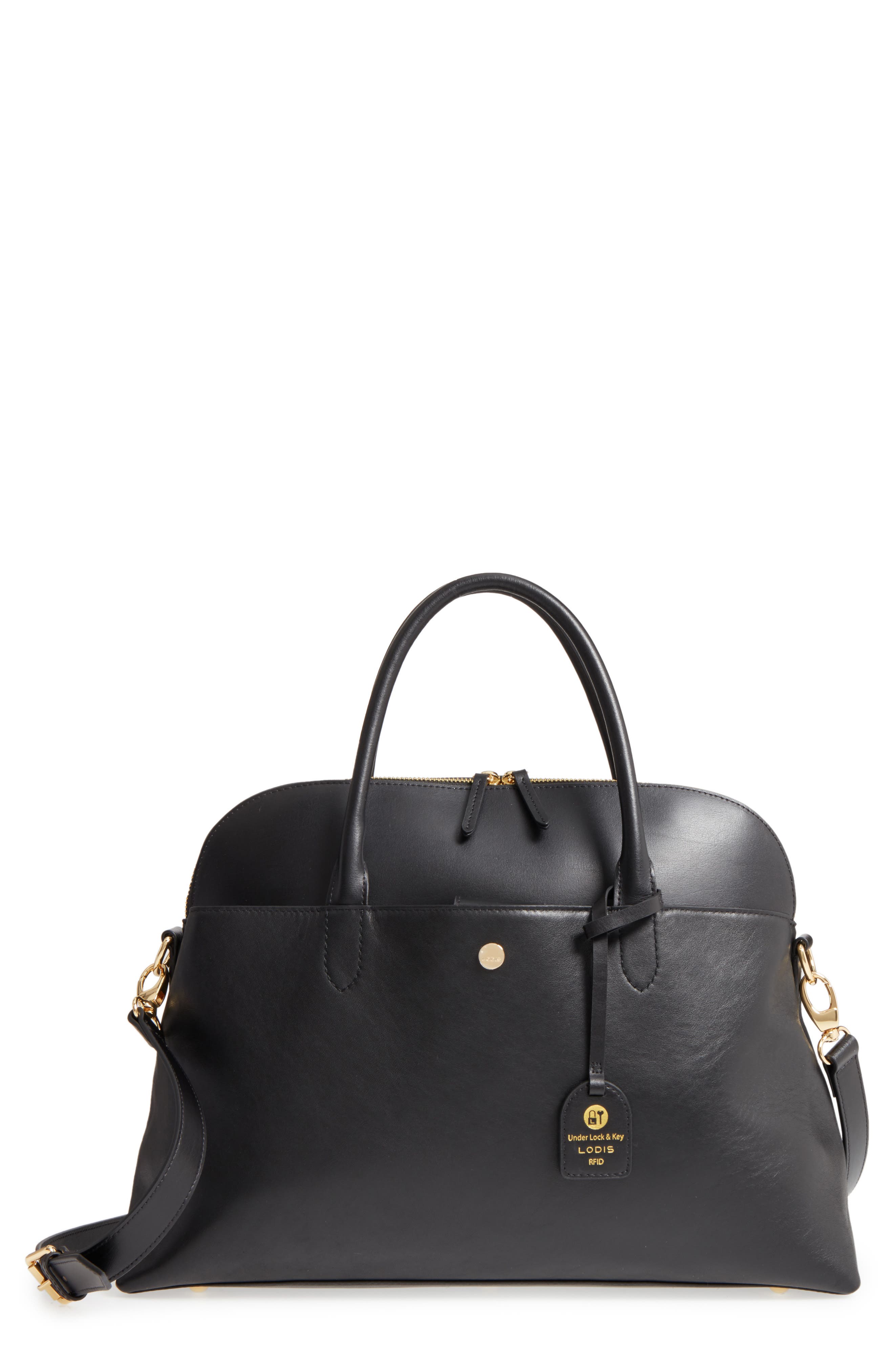 LODIS Los Angeles Dominica Under Lock & Key RFID Leather Briefcase, Main, color, 