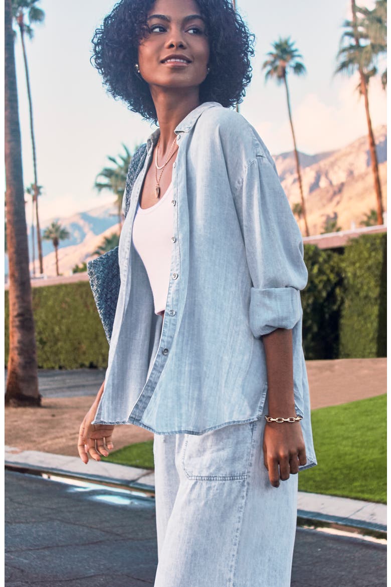 Bleached Button-Up Shirt, Alternate, color, BLEACHED INDIGO