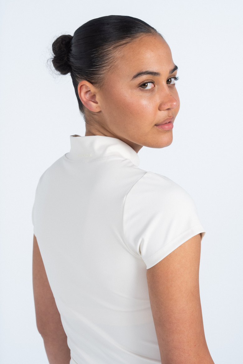 Ready Mock Neck Short Sleeve Top, Alternate, color, Cream