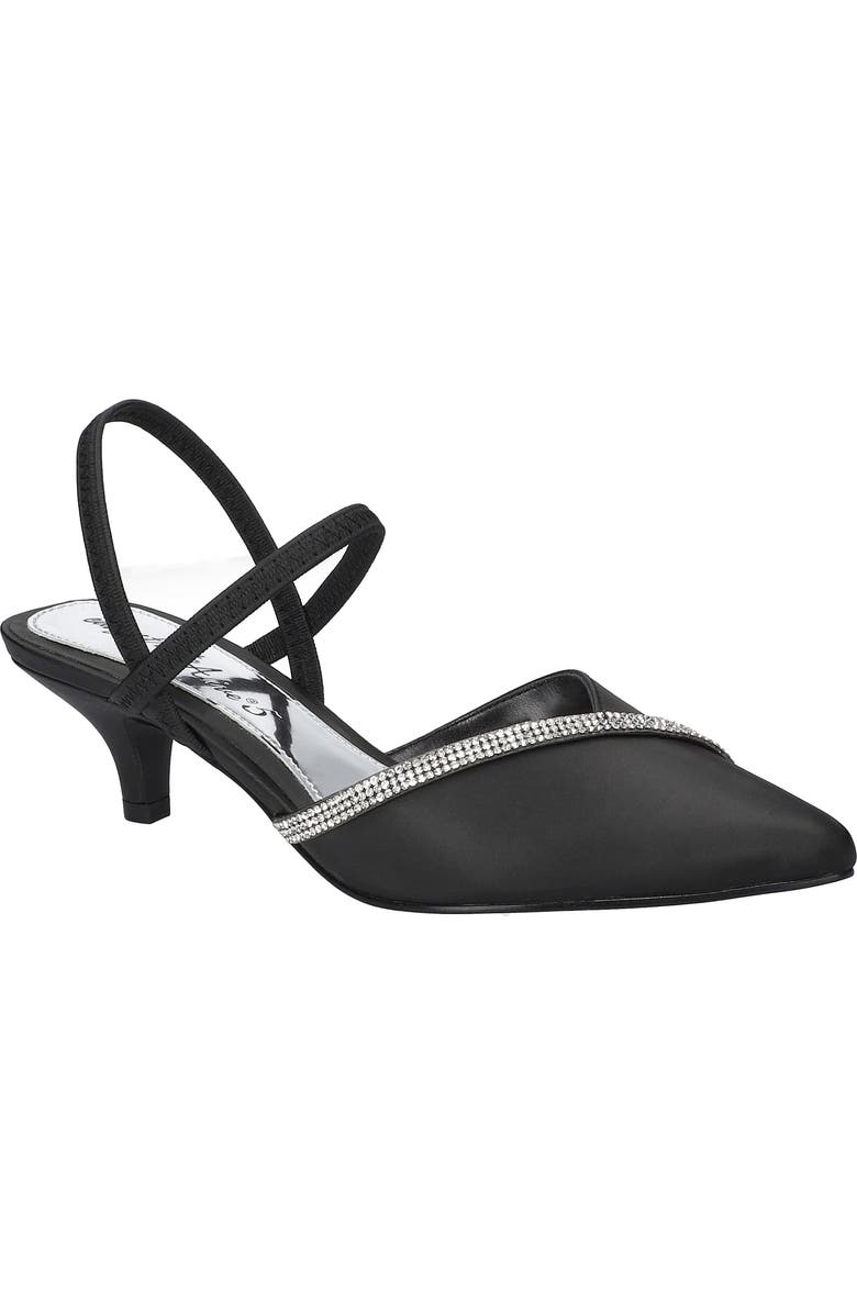 EASY STREET Unna Kitten Heel Pump, Main, color, Black Satin With Stones