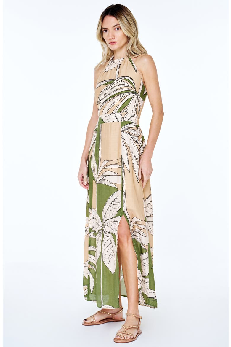 Charlotte Print Halter Maxi Dress, Alternate, color, GREEN MULTI