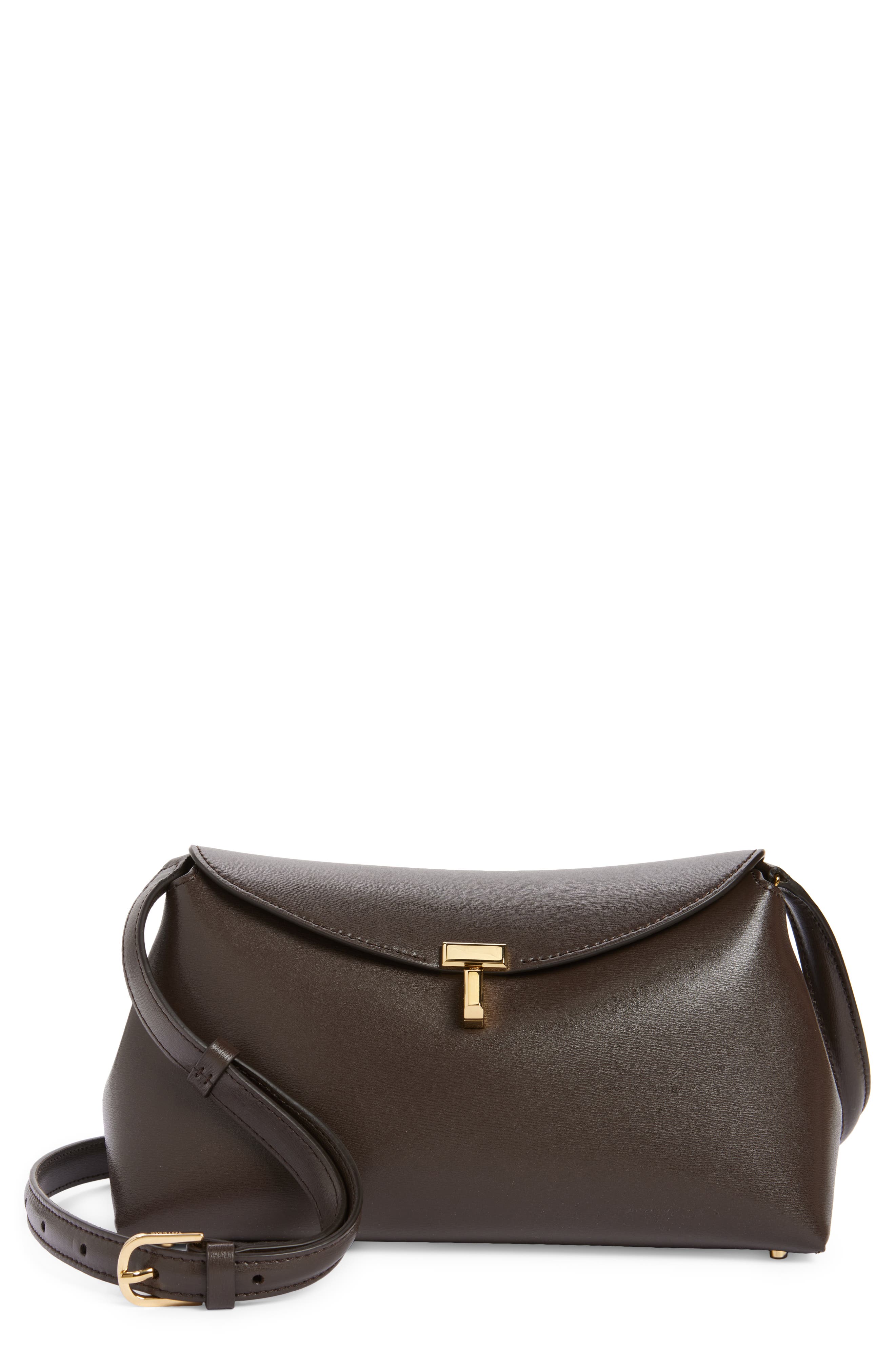 TOTEME T-Lock Leather Clutch, Main, color, 