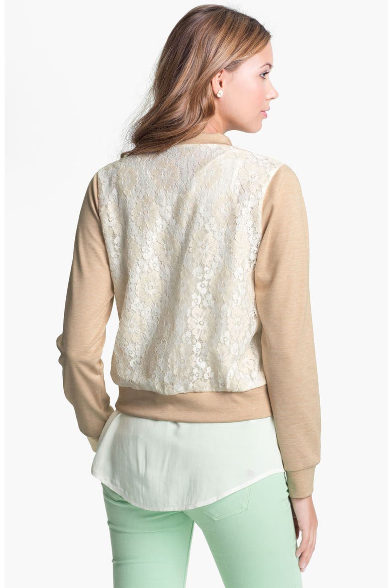 Lace Baseball Jacket, Alternate, color, IVORY